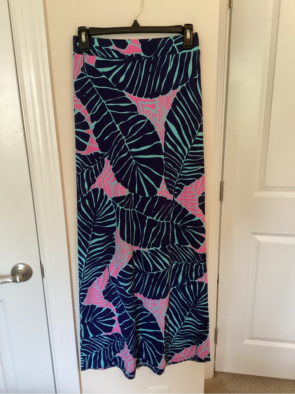 Lilly Pulitzer Navy, Aqua & Pink Tropical Maxi Skirt
